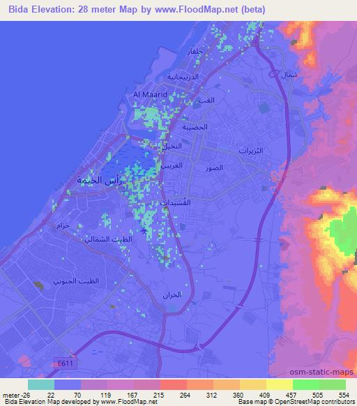 Bida,United Arab Emirates Elevation Map