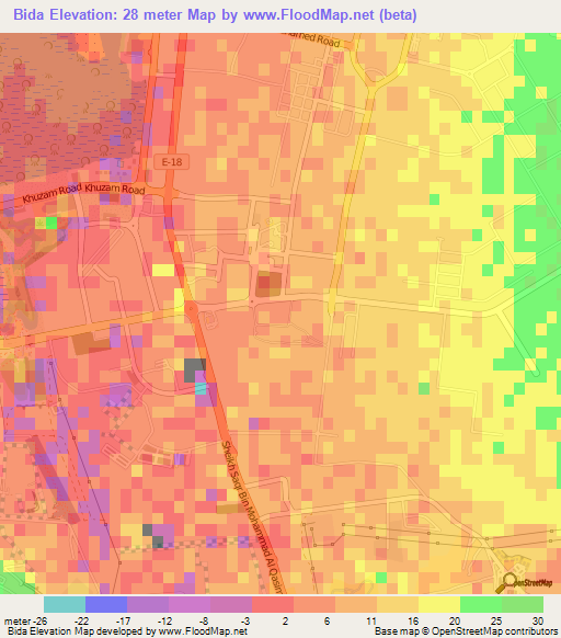 Bida,United Arab Emirates Elevation Map