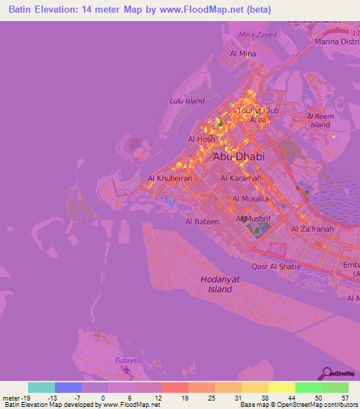 Batin,United Arab Emirates Elevation Map
