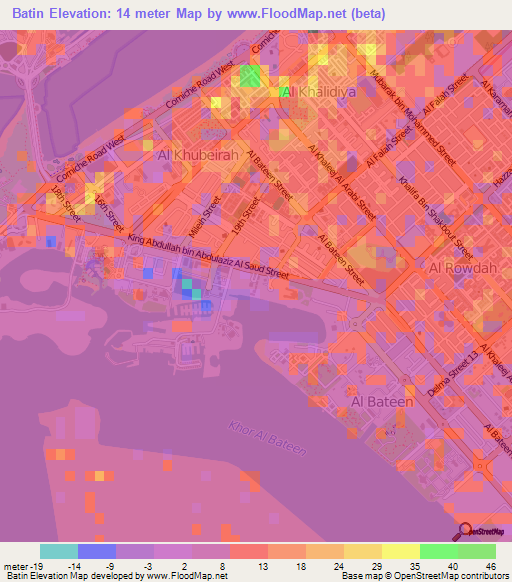 Batin,United Arab Emirates Elevation Map