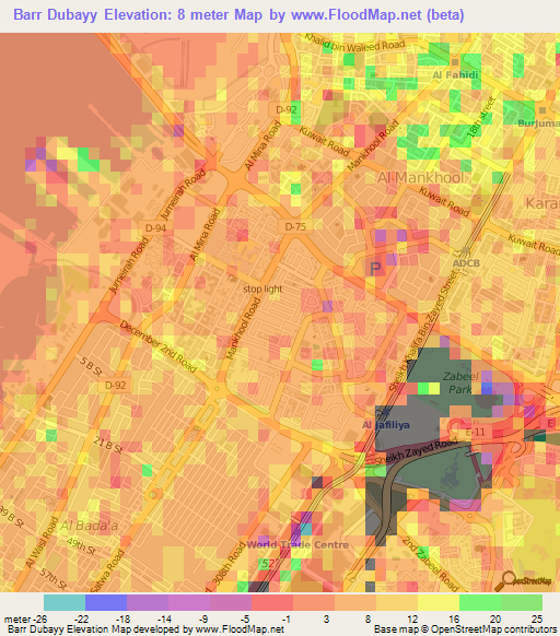 Barr Dubayy,United Arab Emirates Elevation Map