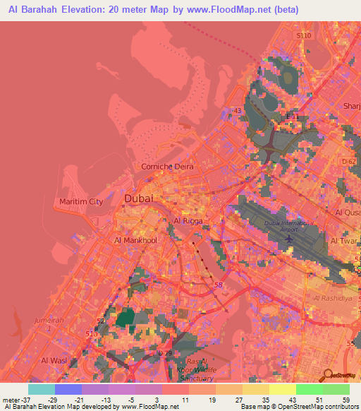 Al Barahah,United Arab Emirates Elevation Map