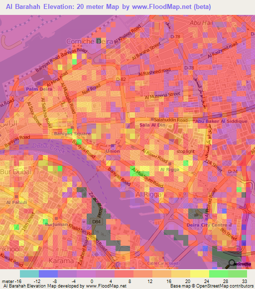 Al Barahah,United Arab Emirates Elevation Map