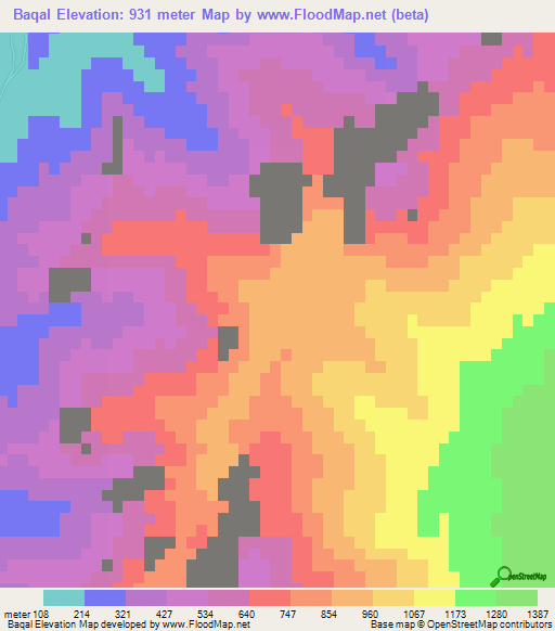 Baqal,United Arab Emirates Elevation Map