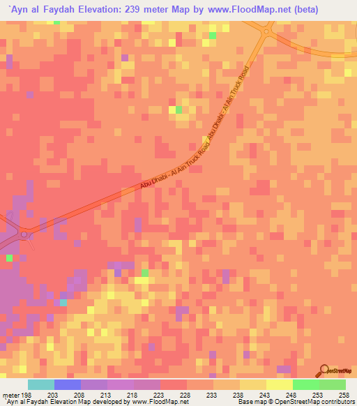 `Ayn al Faydah,United Arab Emirates Elevation Map