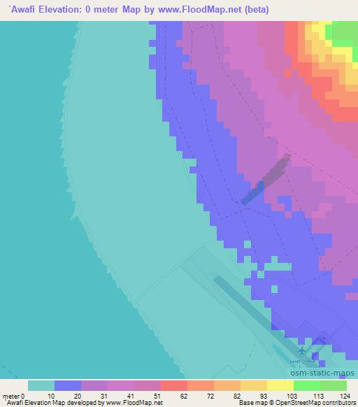 `Awafi,United Arab Emirates Elevation Map