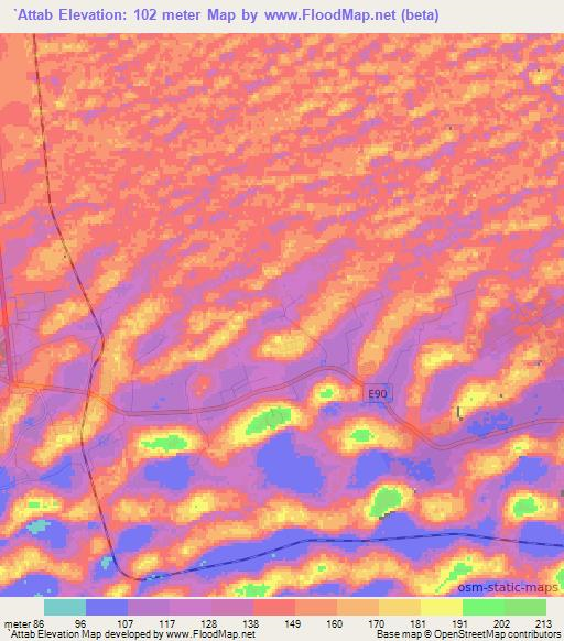 `Attab,United Arab Emirates Elevation Map
