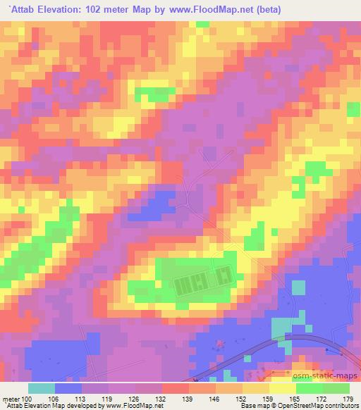 `Attab,United Arab Emirates Elevation Map