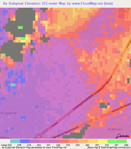 As Sulaymat,United Arab Emirates Elevation Map