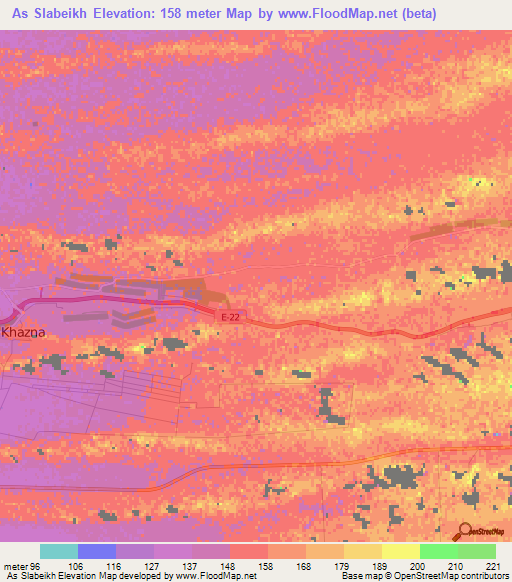 As Slabeikh,United Arab Emirates Elevation Map