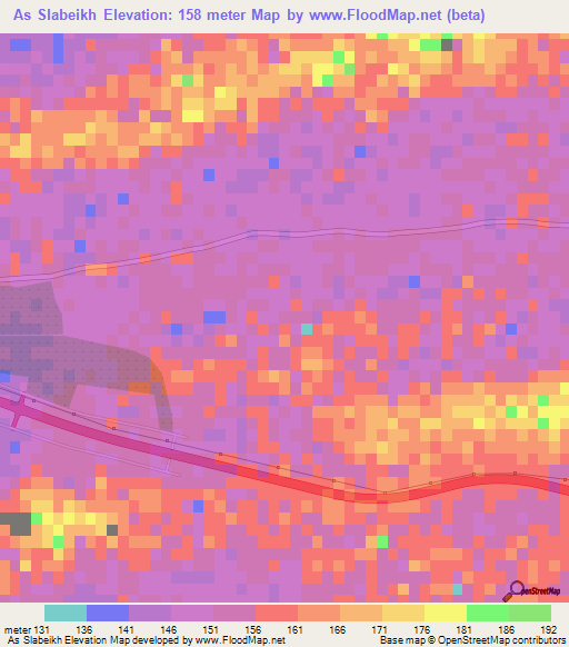As Slabeikh,United Arab Emirates Elevation Map