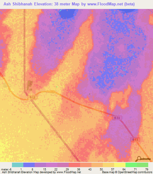 Ash Shibhanah,United Arab Emirates Elevation Map