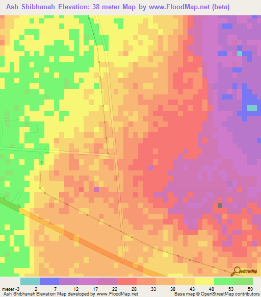 Ash Shibhanah,United Arab Emirates Elevation Map