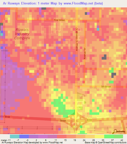Ar Ruways,United Arab Emirates Elevation Map