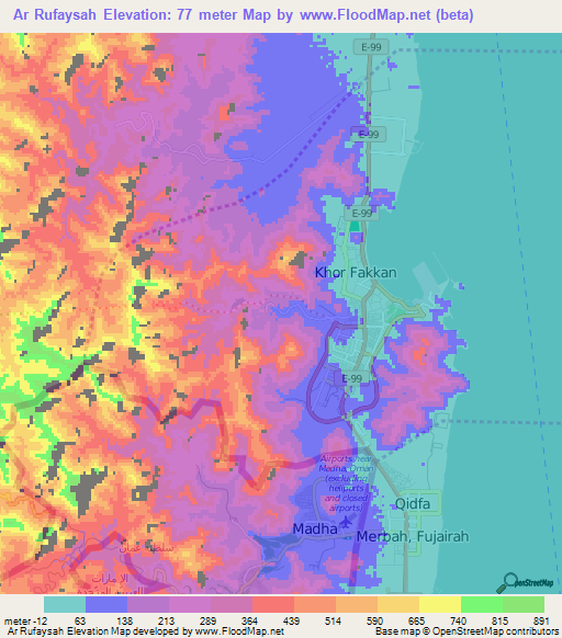 Ar Rufaysah,United Arab Emirates Elevation Map
