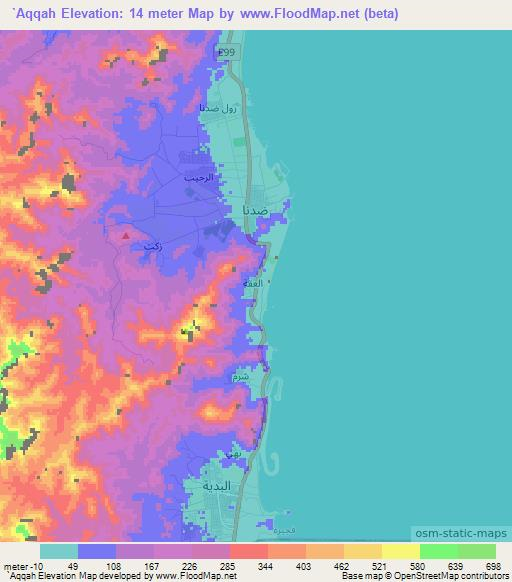 `Aqqah,United Arab Emirates Elevation Map