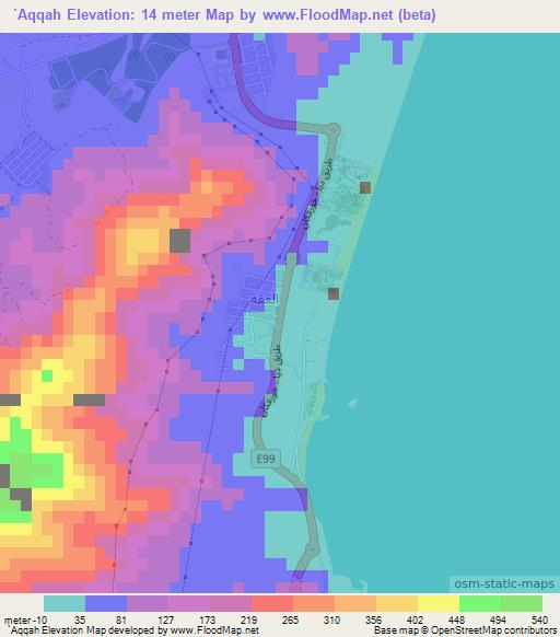 `Aqqah,United Arab Emirates Elevation Map