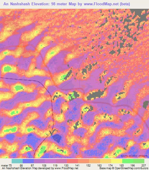 An Nashshash,United Arab Emirates Elevation Map
