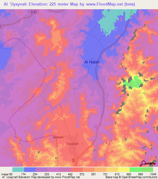 Al `Uyaynah,United Arab Emirates Elevation Map