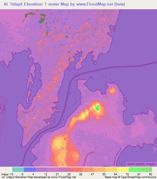 Al `Udayd,United Arab Emirates Elevation Map