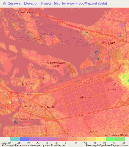 Al Qurayyah,United Arab Emirates Elevation Map