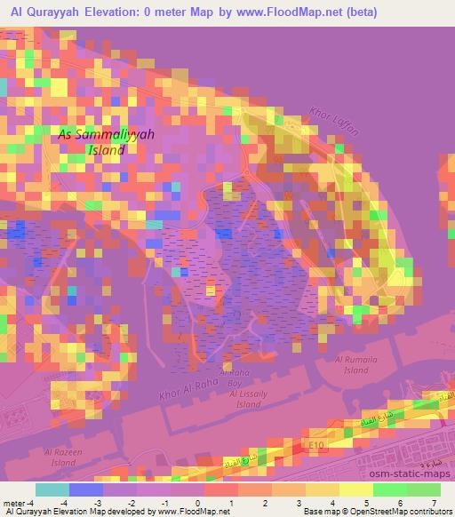 Al Qurayyah,United Arab Emirates Elevation Map