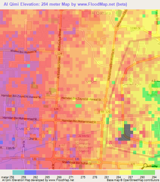 Al Qimi,United Arab Emirates Elevation Map
