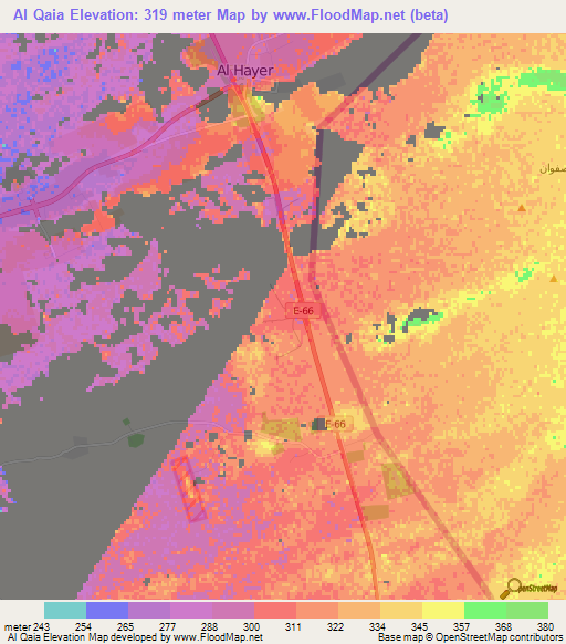 Al Qaia,United Arab Emirates Elevation Map