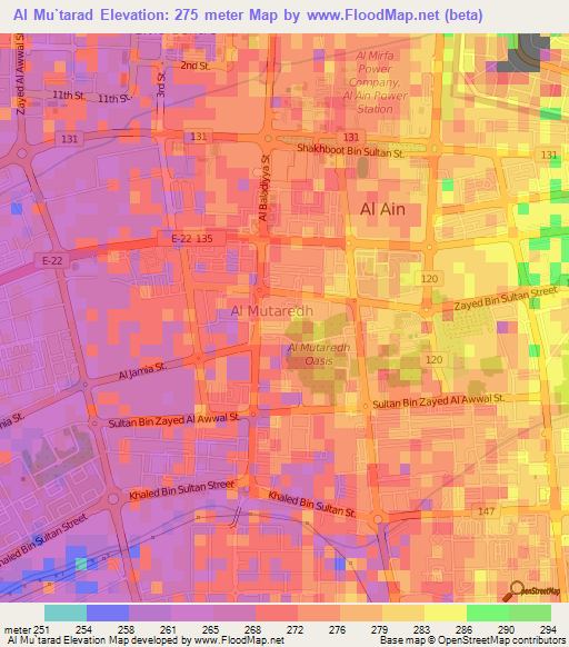 Al Mu`tarad,United Arab Emirates Elevation Map