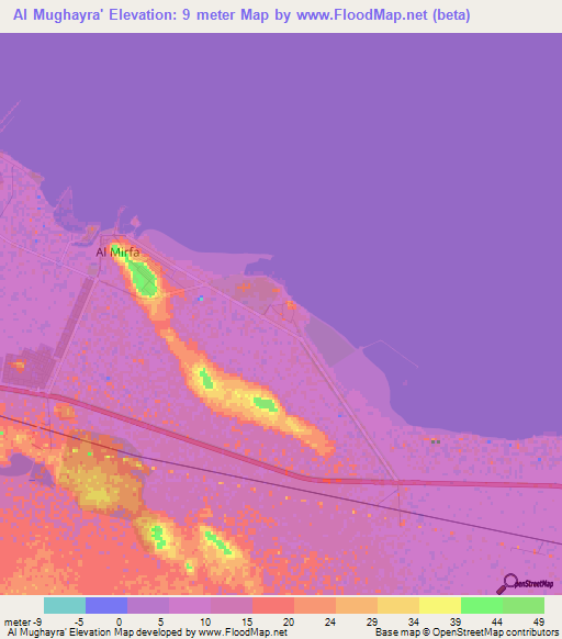 Al Mughayra',United Arab Emirates Elevation Map