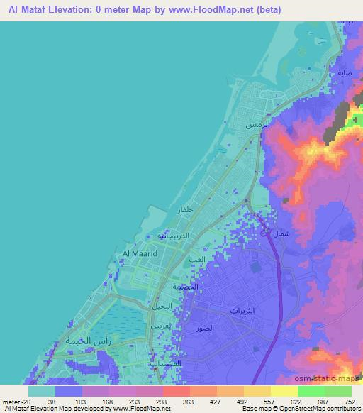 Al Mataf,United Arab Emirates Elevation Map