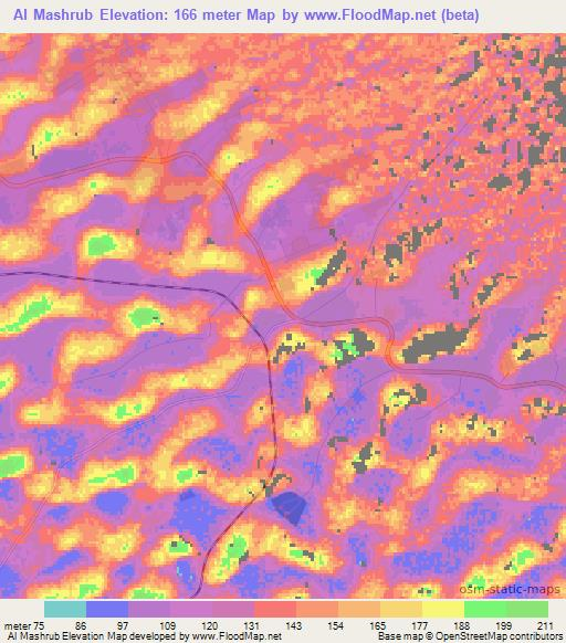Al Mashrub,United Arab Emirates Elevation Map