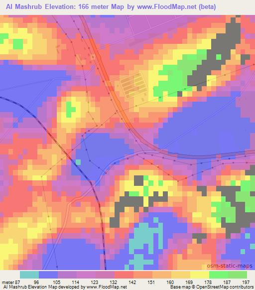 Al Mashrub,United Arab Emirates Elevation Map