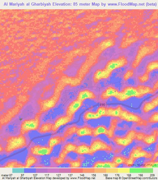 Al Mariyah al Gharbiyah,United Arab Emirates Elevation Map