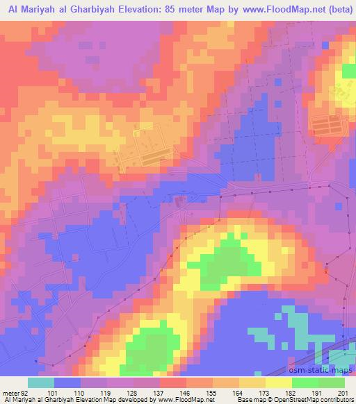 Al Mariyah al Gharbiyah,United Arab Emirates Elevation Map