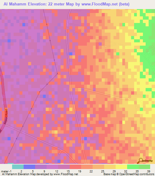 Al Mahamm,United Arab Emirates Elevation Map