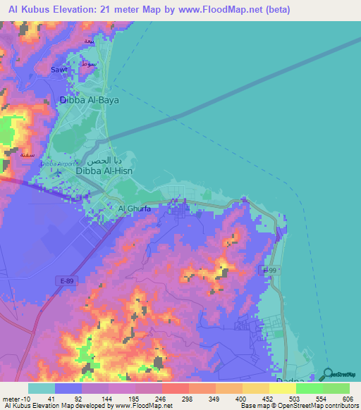 Al Kubus,United Arab Emirates Elevation Map