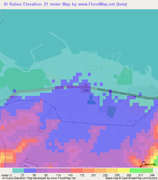 Al Kubus,United Arab Emirates Elevation Map