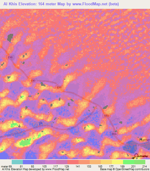 Al Khis,United Arab Emirates Elevation Map