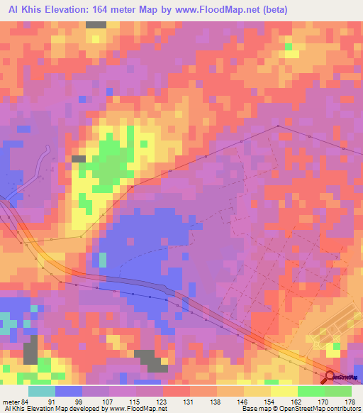 Al Khis,United Arab Emirates Elevation Map