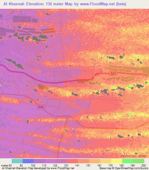 Al Khaznah,United Arab Emirates Elevation Map