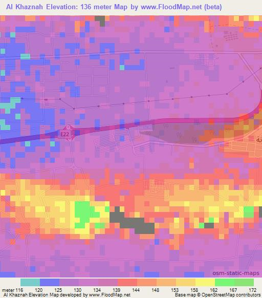 Al Khaznah,United Arab Emirates Elevation Map