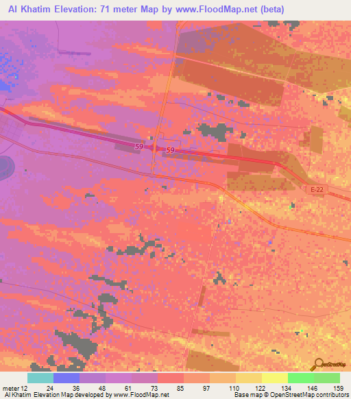 Al Khatim,United Arab Emirates Elevation Map