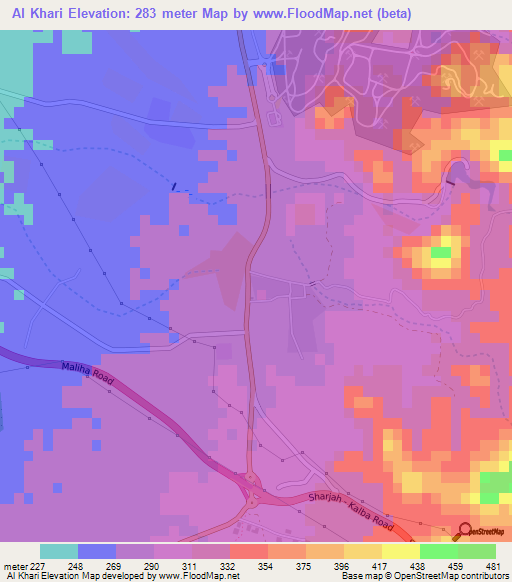 Al Khari,United Arab Emirates Elevation Map