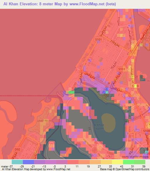 Al Khan,United Arab Emirates Elevation Map