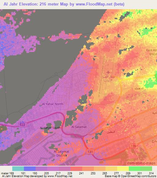 Al Jahr,United Arab Emirates Elevation Map