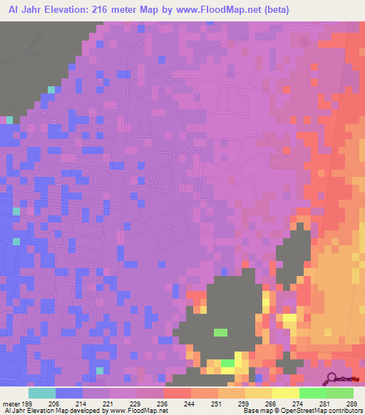 Al Jahr,United Arab Emirates Elevation Map
