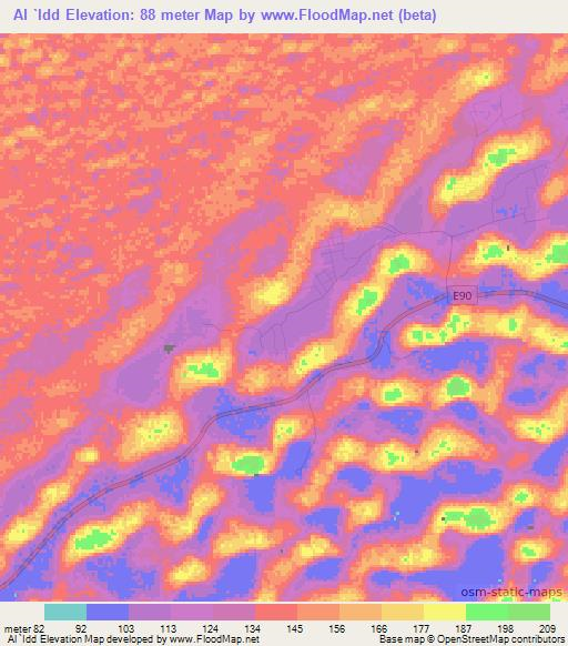 Al `Idd,United Arab Emirates Elevation Map