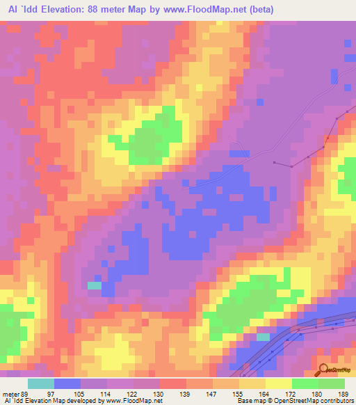 Al `Idd,United Arab Emirates Elevation Map
