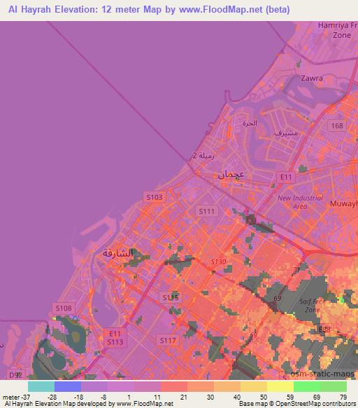 Al Hayrah,United Arab Emirates Elevation Map
